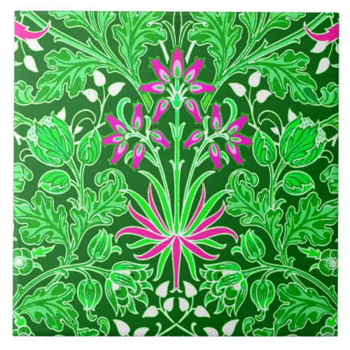 William Morris Hyacinth Print Lime Green Ceramic Tile