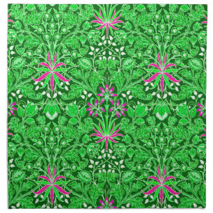 William Morris Hyacinth Print, Lime Green Cloth Napkin