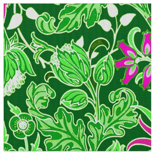 William Morris Hyacinth Print Lime Green Fabric