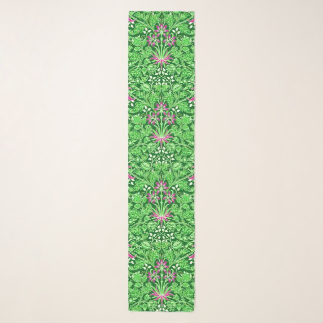 William Morris Hyacinth Print, Lime Green Scarf (Front)