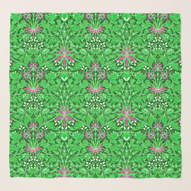 William Morris Hyacinth Print, Lime Green Scarf (Front)