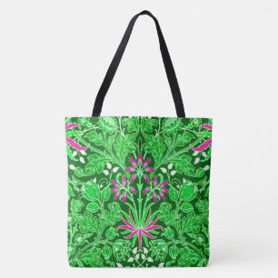 William Morris Hyacinth Print, Lime Green Tote Bag