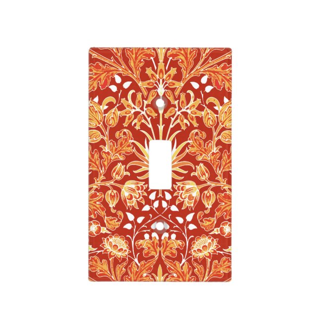 William Morris Hyacinth Print, Mandarin Orange  Light Switch Cover (Front)