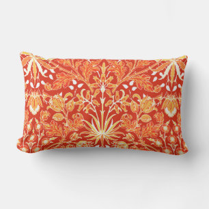 William Morris Hyacinth Print, Mandarin Orange Lumbar Pillow