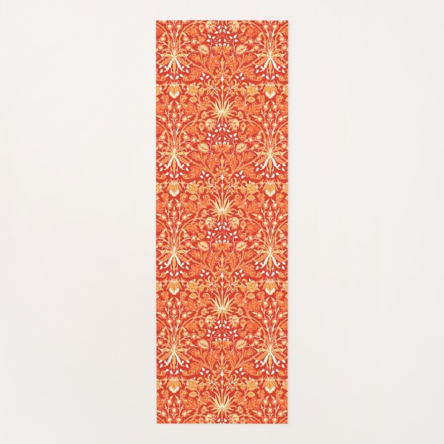 William Morris Hyacinth Print, Mandarin Orange  Yoga Mat (Front)