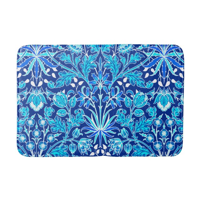 William Morris Hyacinth Print, Navy & Cobalt Blue Bath Mat (Front)