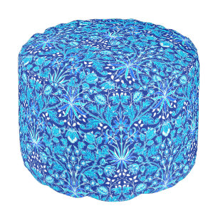 William Morris Hyacinth Print, Navy & Cobalt Blue Pouf