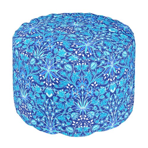 William Morris Hyacinth Print Navy  Cobalt Blue Pouf