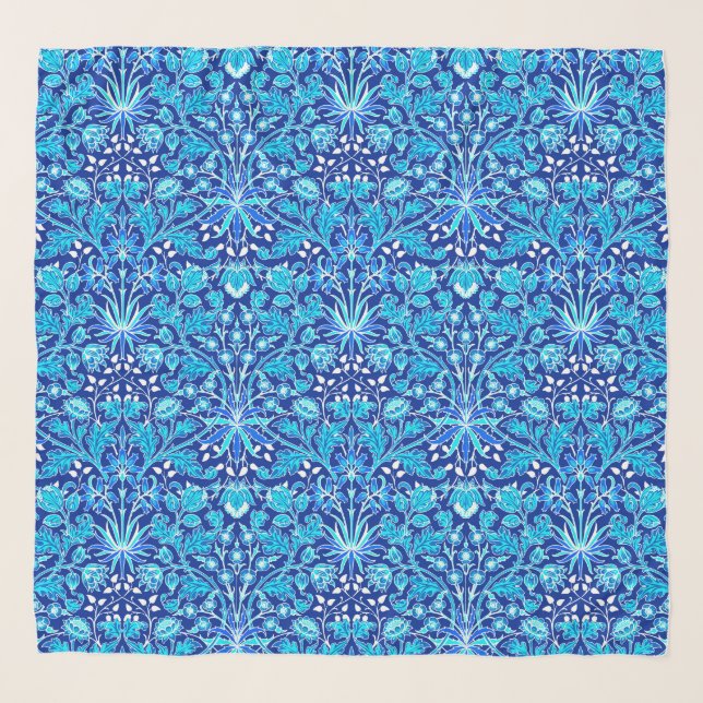 William Morris Hyacinth Print, Navy & Cobalt Blue Scarf (Front)