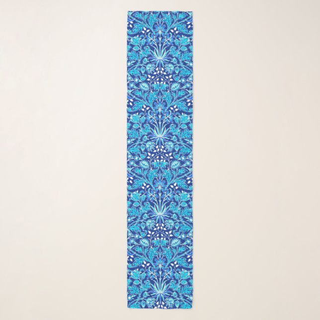 William Morris Hyacinth Print, Navy & Cobalt Blue Scarf (Front)