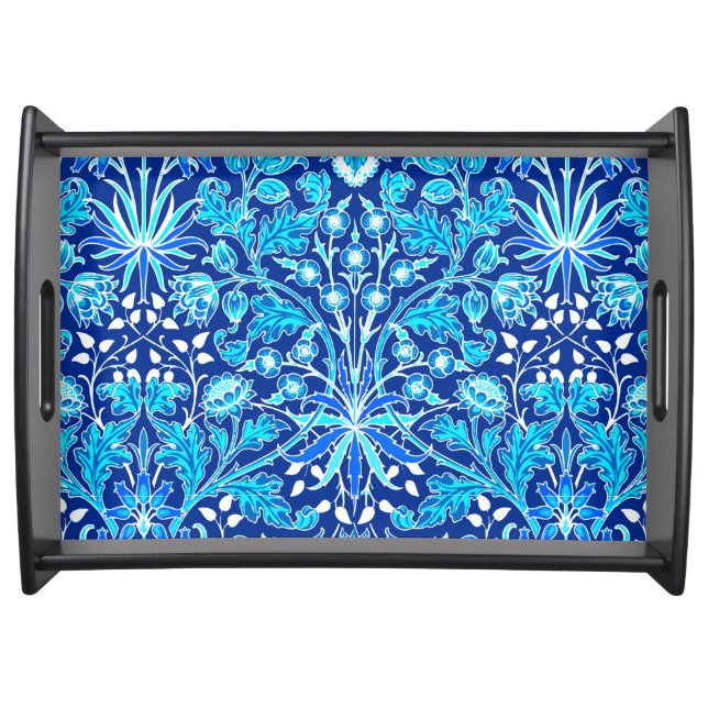 William Morris Hyacinth Print, Navy & Cobalt Blue Serving Tray (Front)
