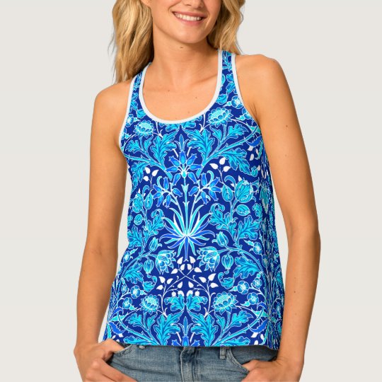 William Morris Hyacinth Print, Navy & Cobalt Blue Tank Top | Zazzle.com