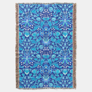 William Morris Hyacinth Print, Navy & Cobalt Blue Throw Blanket
