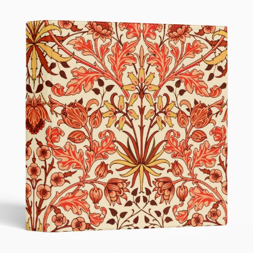 William Morris Hyacinth Print Orange and Rust 3 Ring Binder