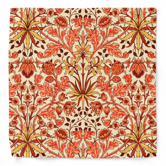William Morris Hyacinth Print, Orange and Rust Bandana (Front)