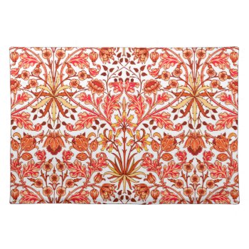 William Morris Hyacinth Print  Orange And Rust Cloth Placemat by Floridity at Zazzle