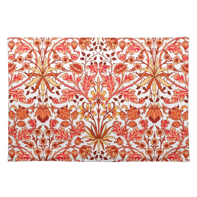 William Morris Hyacinth Print, Orange and Rust Cloth Placemat (Front)