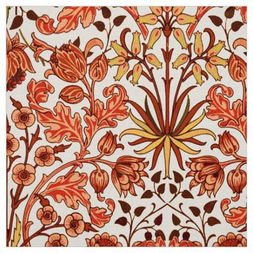 William Morris Hyacinth Print, Orange and Rust Fabric