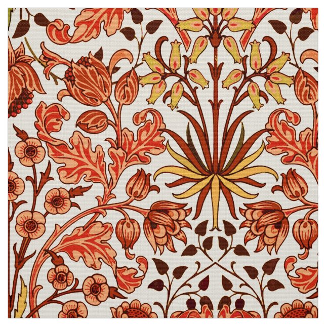 William Morris Hyacinth Print, Orange and Rust Fabric (Swatch)