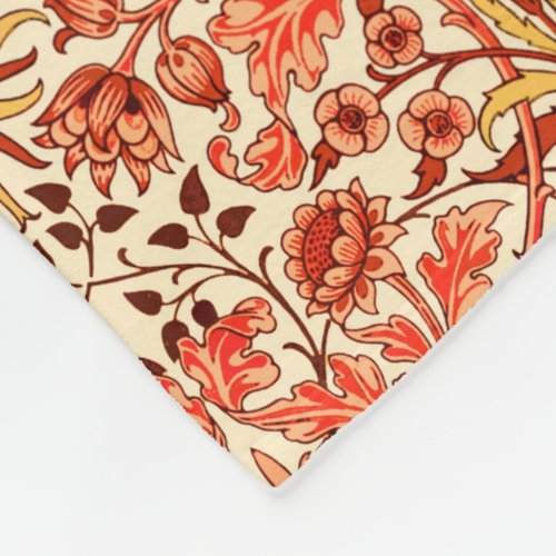 William Morris Hyacinth Print Orange and Rust Fleece Blanket