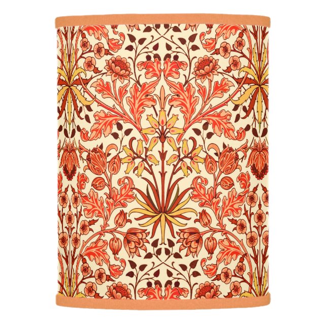 William Morris Hyacinth Print, Orange and Rust Lamp Shade (Front)