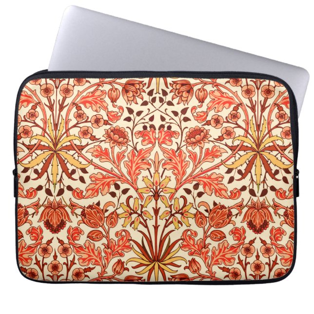 William Morris Hyacinth Print, Orange and Rust Laptop Sleeve (Front)