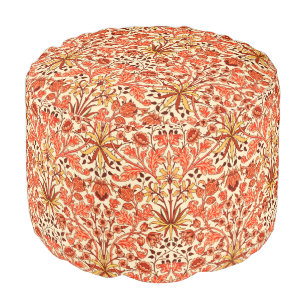 William Morris Hyacinth Print, Orange and Rust Pouf