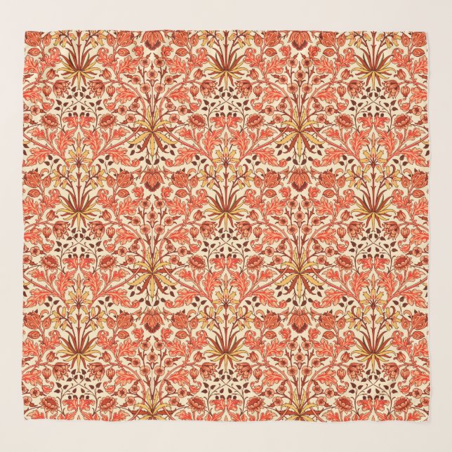 William Morris Hyacinth Print, Orange and Rust Scarf (Front)