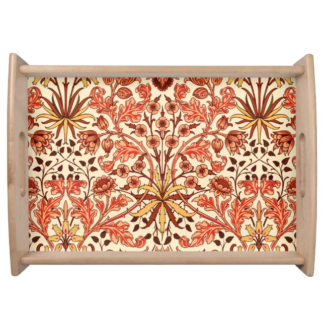 William Morris Hyacinth Print, Orange and Rust Serving Tray (Front)