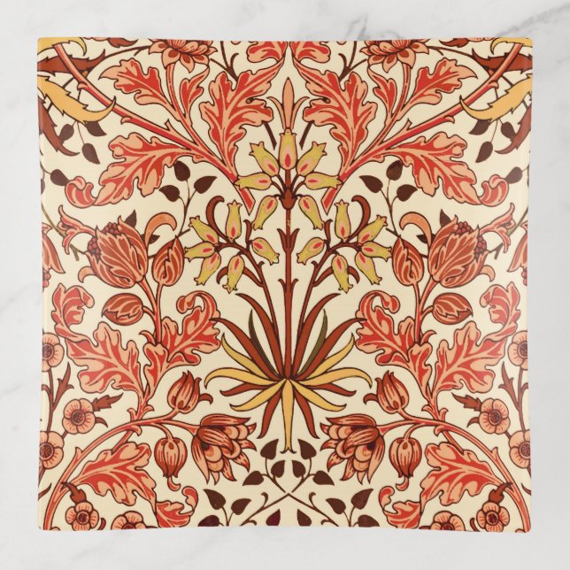 William Morris Hyacinth Print, Orange and Rust Trinket Tray (Front)