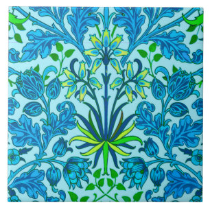 William Morris Hyacinth Print, Sky Blue Ceramic Tile