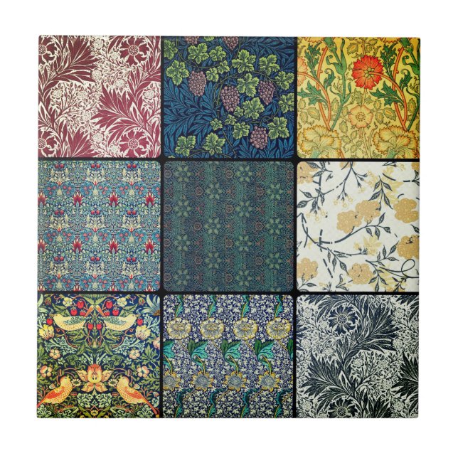 William * Morris II Art Nouveau Collage Ceramic Tile (Front)