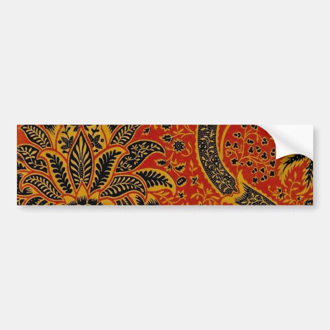 William Morris India Red Floral Bumper Sticker (Front)