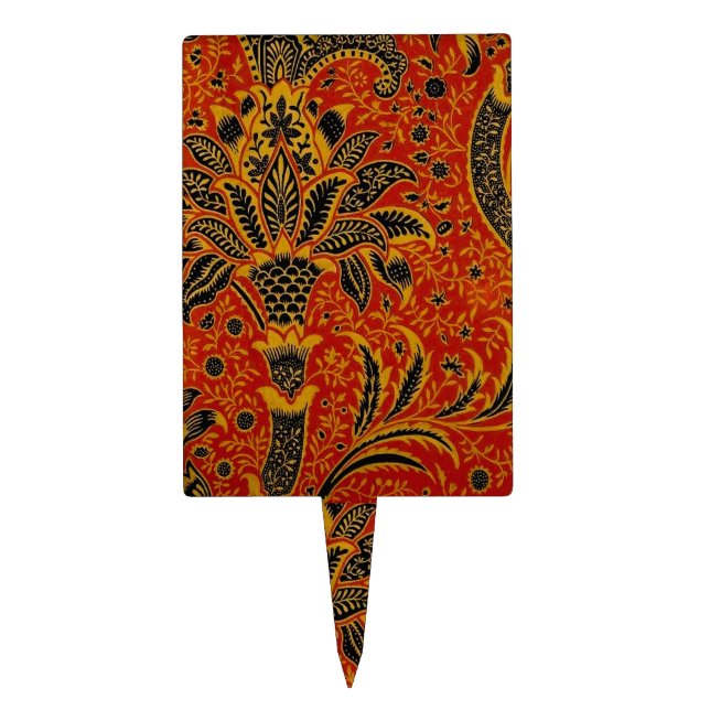 William Morris India Red Floral Cake Topper (Front)