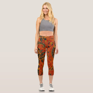 William Morris India Red Floral Capri Leggings