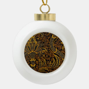 William Morris India Red Floral Ceramic Ball Christmas Ornament