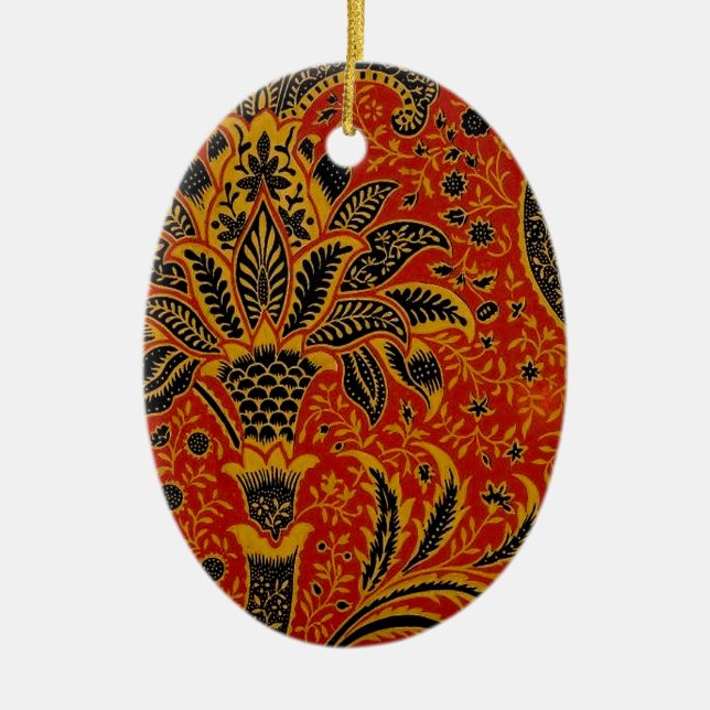 William Morris India Red Floral Ceramic Ornament (Front)