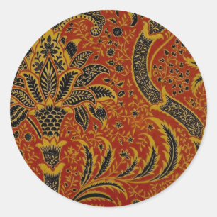 William Morris India Red Floral Classic Round Sticker