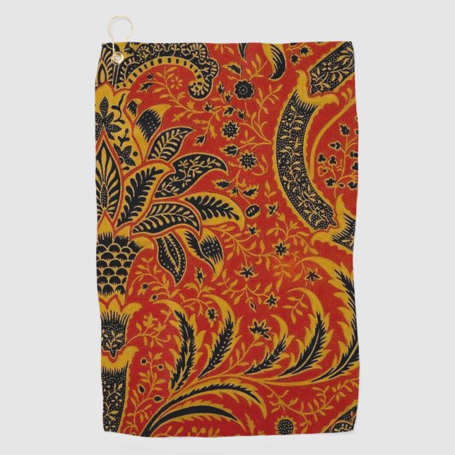 William Morris India Red Floral Golf Towel (Front)