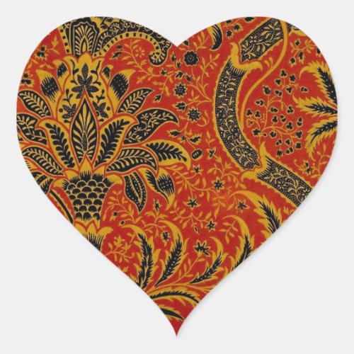 William Morris India Red Floral Heart Sticker