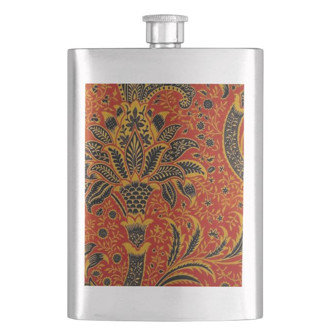 William Morris India Red Floral Hip Flask (Front)