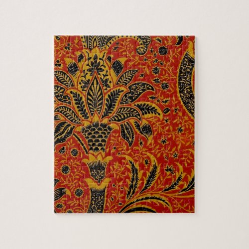 William Morris India Red Floral Jigsaw Puzzle