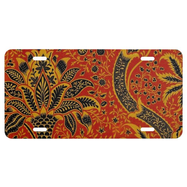 William Morris India Red Floral License Plate (Front)