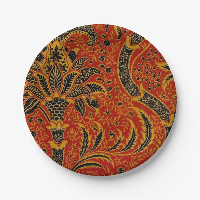 William Morris India Red Floral Paper Plates (Front)