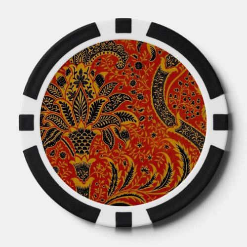 William Morris India Red Floral Poker Chips