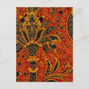 William Morris India Red Floral Postcard