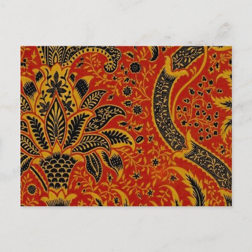 William Morris India Red Floral Postcard