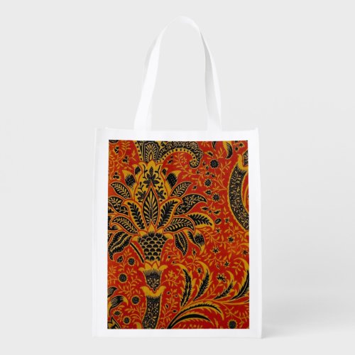William Morris India Red Floral Reusable Grocery Bag