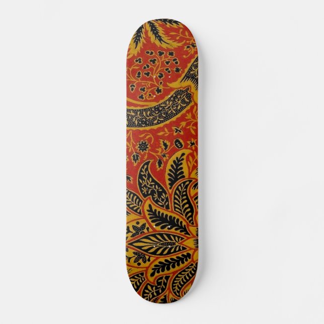William Morris India Red Floral Skateboard (Front)