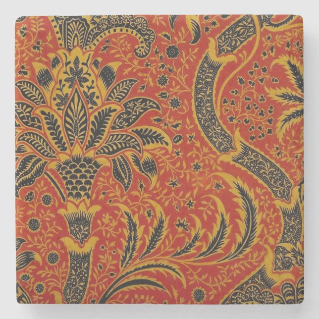 William Morris India Red Floral Stone Coaster (Front)